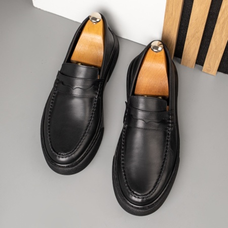 Mocasini barbati cu talpa groasa negri din Piele naturala MOD14057, 2, modlet.ro