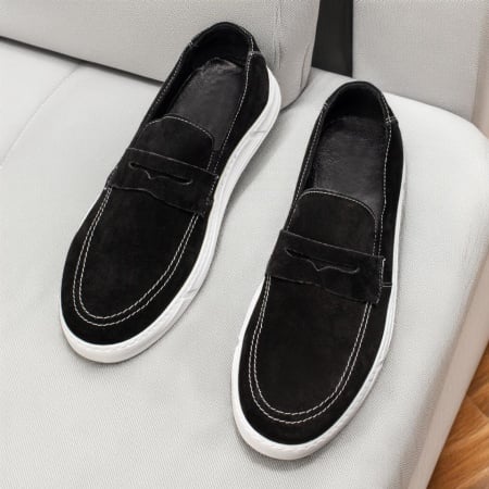 Mocasini barbati, Mocasini barbati negru suede din Piele naturala ZEF03587, zeforia.ro