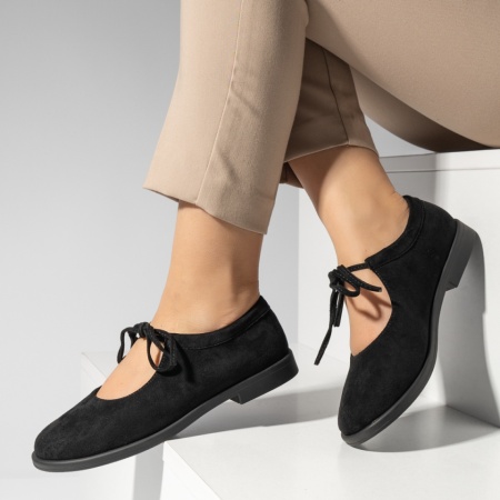 Mocasini dama cu siret negru suede MOD14293, 2, modlet.ro