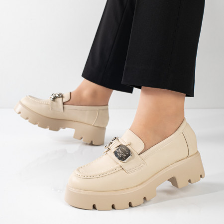 Panofi casual dama cu talpa groasa bej MOD11060, 5, modlet.ro