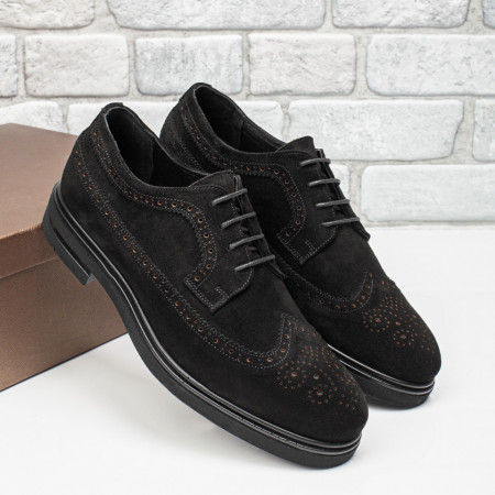 Pantofi barbati, Pantofi barbati eleganti negri suede cu model din Piele naturala ZEF10569 - zeforia.ro