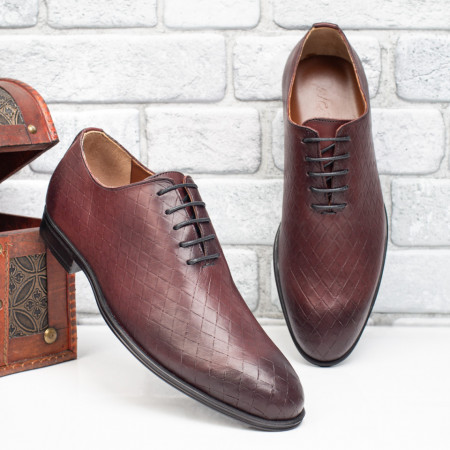 Plateste Jumatate!, Pantofi barbati eleganti visinii cu print din Piele naturala MOD08777, modlet.ro