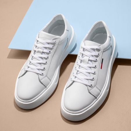 Pantofi casual barbati cu siret albi din Piele naturala MOD13774