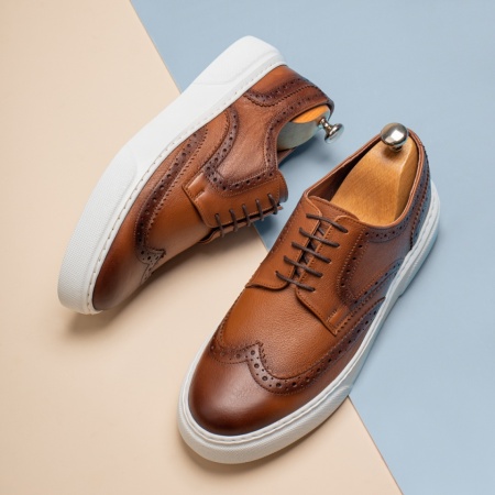 Pantofi casual barbati cu siret maro din Piele naturala MOD13791, 2, modlet.ro