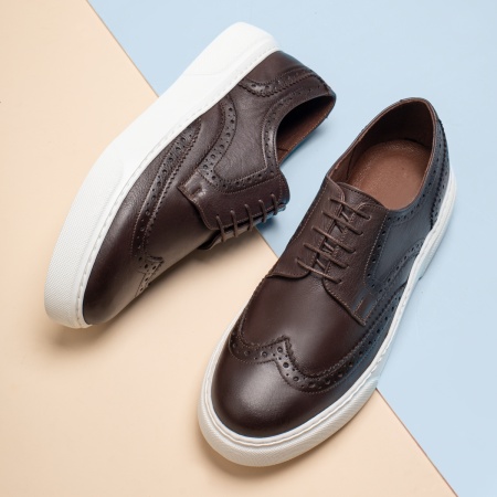 Pantofi casual barbati cu siret maro inchis din Piele naturala MOD13791, 4, modlet.ro