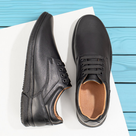 Incaltaminte barbati, Pantofi casual barbati cu siret negri din Piele naturala MOD11162, modlet.ro
