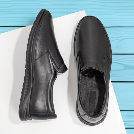 REDUCERI INCALTAMINTE, Pantofi casual barbati negri din Piele naturala MOD12066, modlet.ro