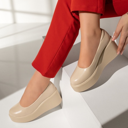 Pantofi dama, Pantofi casual cu platforma bej MOD12961, modlet.ro