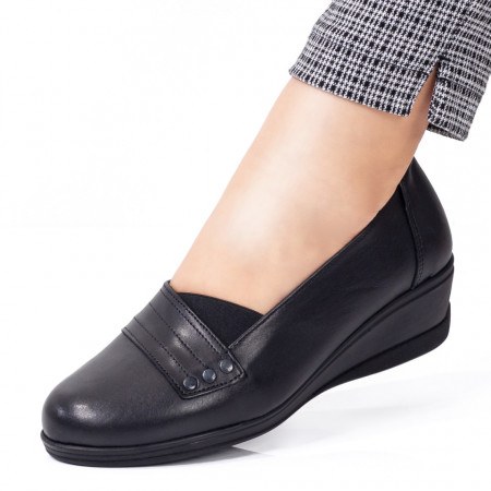 Pantofi casual cu platforma dama din Piele naturala negri MOD08275