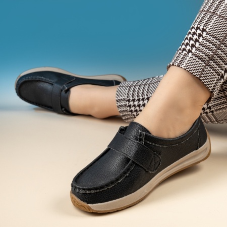 Pantofi casual cu talpa joasa si inchidere cu scai negri GINA9, 2, modlet.ro