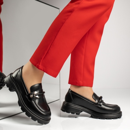 Pantofi casual dama cu accesoriu metalic negri MOD13369, 3, modlet.ro
