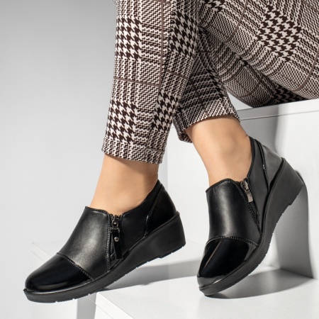 Pantofi casual dama cu fermoar negri MOD14219, 2, modlet.ro