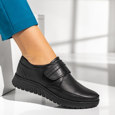 Pantofi casual dama cu inchidere cu scai negri din Piele naturala MOD14048, 3, modlet.ro