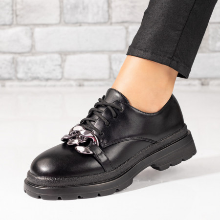 Pantofi casual dama cu lant decorativ negri ZEF03095