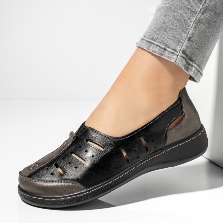 Pantofi casual dama cu perforatii negri EVA94, 2, modlet.ro