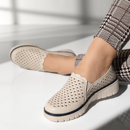 Pantofi casual dama cu platforma bej cu albastru EVA5, 2, modlet.ro