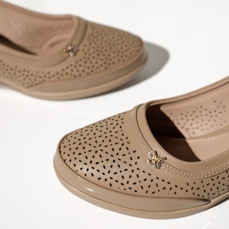 Pantofi casual dama cu platforma si bareta bej inchis MOD14258, 3, modlet.ro