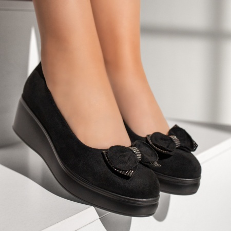 Pantofi casual dama cu platforma si fundita negru suede MOD10182, 3, modlet.ro