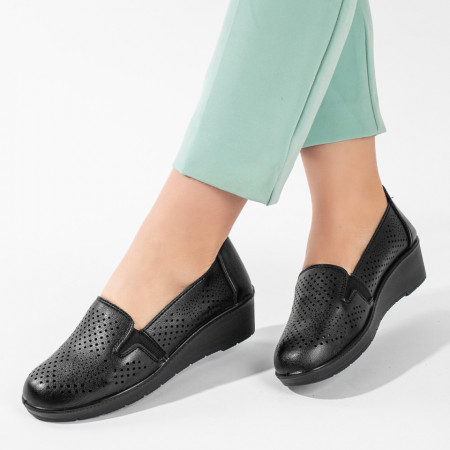 Pantofi casual dama cu platforma si perforatii negri MOD11212, 2, modlet.ro