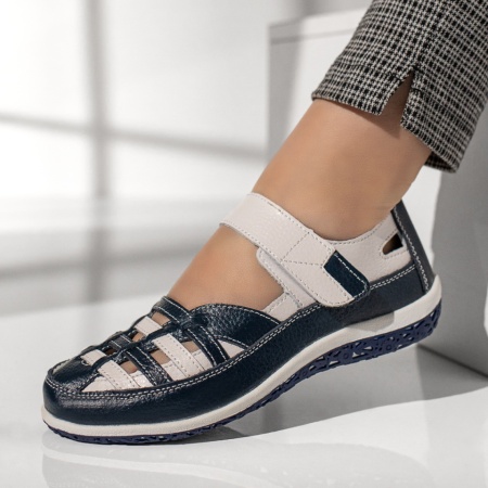Pantofi dama, Pantofi casual dama cu scai alb cu albastru MOD11351, modlet.ro