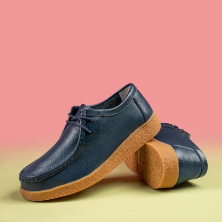Pantofi casual dama, Pantofi casual dama cu siret albastri din Piele naturala MOD10903, modlet.ro