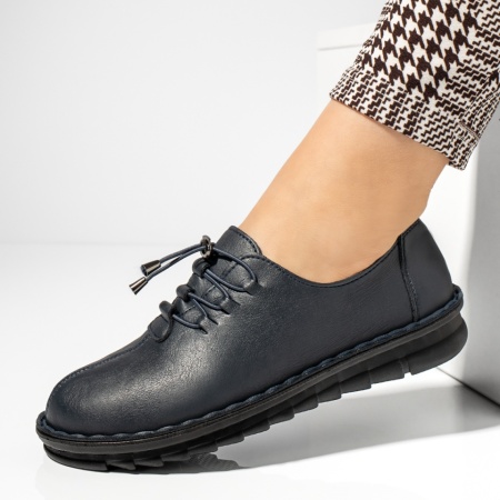 Pantofi dama, Pantofi casual dama cu siret elastic albastru inchis MOD13230, modlet.ro