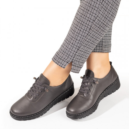 Pantofi casual dama cu siret elastic gri MOD10329, 3, modlet.ro