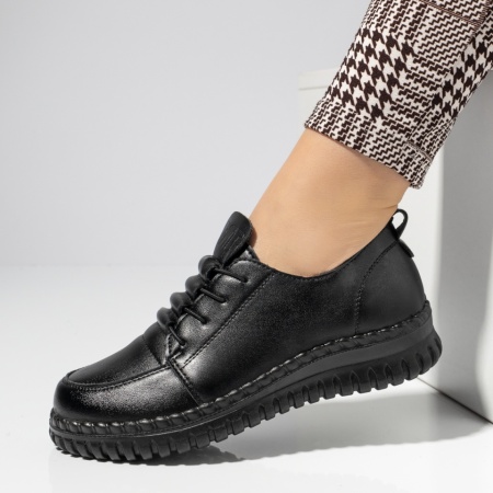 Pantofi casual dama cu siret elastic negri GINA3, 2, modlet.ro