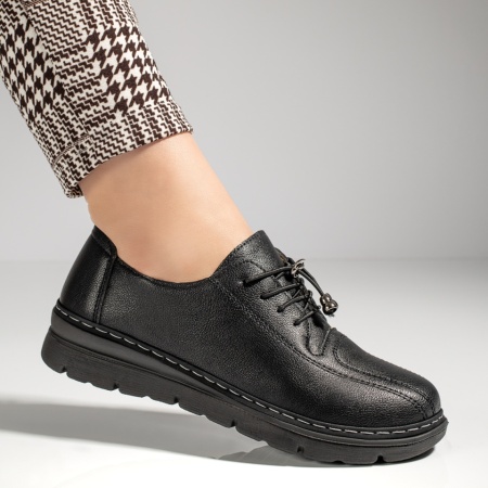 Pantofi casual dama cu siret elastic negri MARA16, 3, modlet.ro