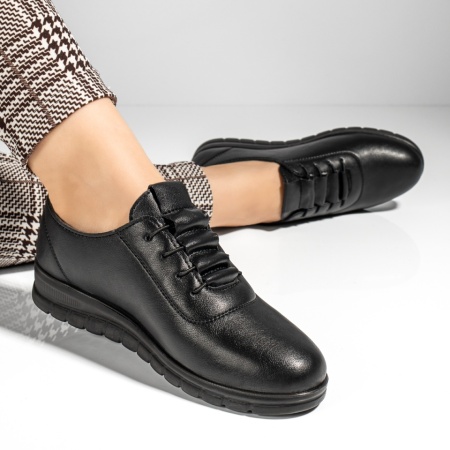 Pantofi casual dama cu siret elastic negri MOD12424, 4, modlet.ro