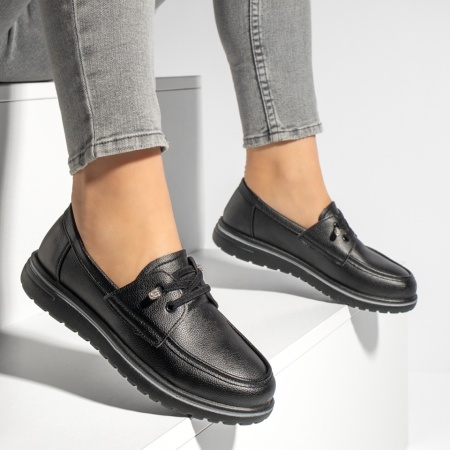Pantofi casual dama cu siret elastic negri MOD13161, 3, modlet.ro