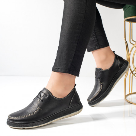 Pantofi casual dama, Pantofi casual dama cu siret negri din Piele naturala MOD11123, modlet.ro