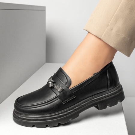 Pantofi casual dama cu strasuri negri MOD09987, 4, modlet.ro