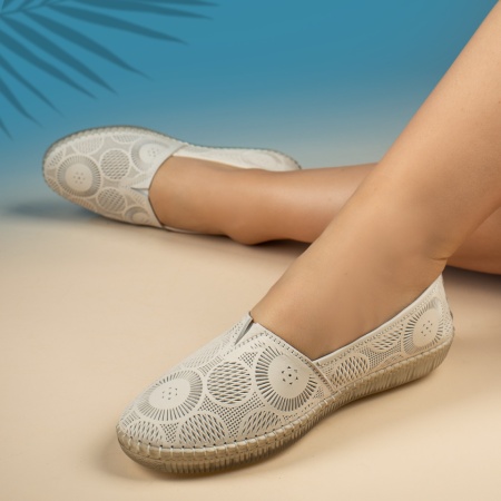 Pantofi casual dama cu talpa joasa bej din Piele naturala MOD13762