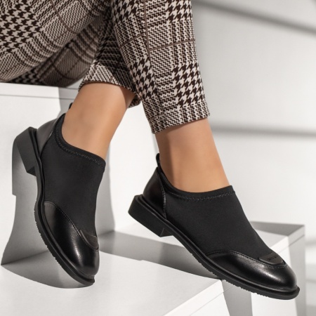 Pantofi casual dama cu talpa joasa negri MOD13380, 4, modlet.ro