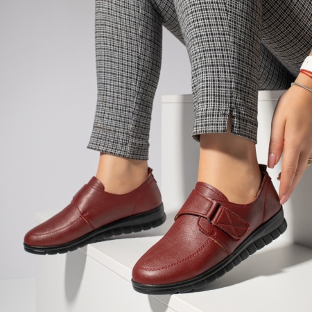 Pantofi casual dama cu talpa joasa si inchidere cu scai rosii MOD11937, 3, modlet.ro