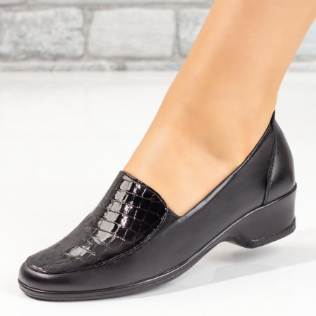 Pantofi casual dama cu toc negri din Piele naturala MOD10401, 2, modlet.ro