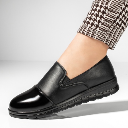 Pantofi casual dama cu varf lucios negri MARA13, 2, modlet.ro