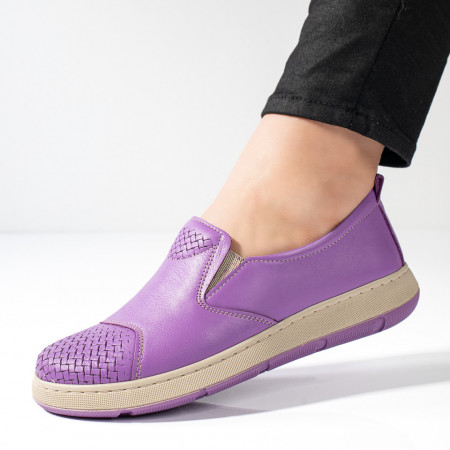 Pantofi casual dama, Pantofi casual dama mov din Piele naturala MOD11124, modlet.ro