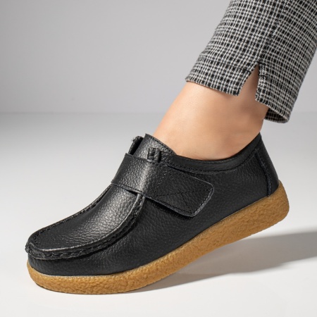 Pantofi casual dama, Pantofi casual dama negri cu scai din Piele naturala MOD03851, modlet.ro