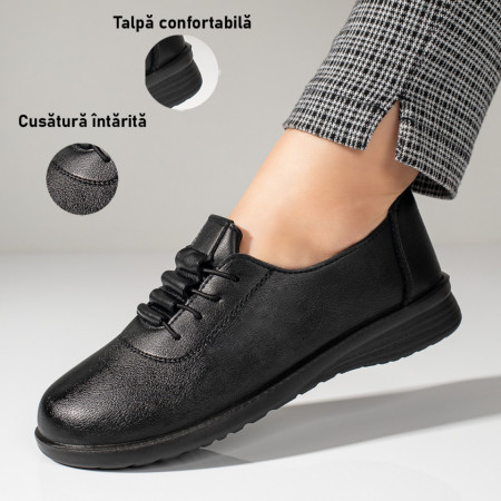 Pantofi casual dama, Pantofi casual dama negri cu siret elastic ZEF10944 - zeforia.ro