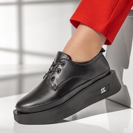 Pantofi casual dama negri din Piele naturala MOD10461, 4, modlet.ro