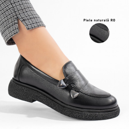 Pantofi casual dama negri din Piele naturala ZEF11232, 3, zeforia.ro