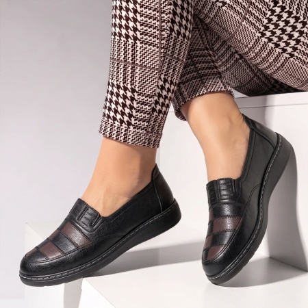 Pantofi casual dama negru cu maro IOANA25, 2, modlet.ro