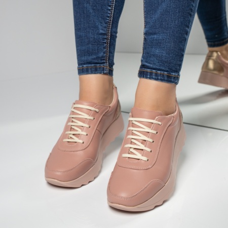 Pantofi casual dama nude cu auriu din Piele naturala MOD00430, 4, modlet.ro