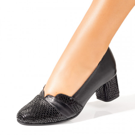 Pantofi dama, Pantofi cu toc dama negri din Piele naturala ZEF10232 - zeforia.ro