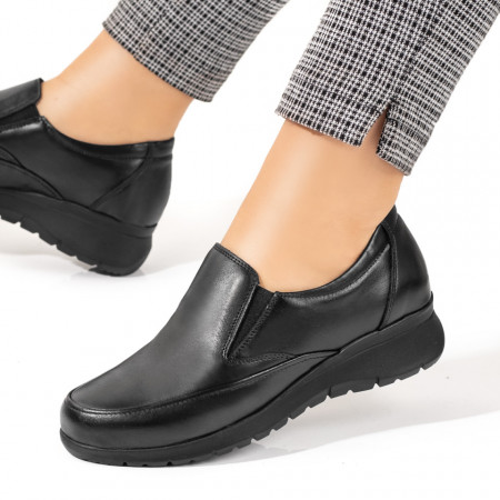 Incaltaminte dama, Pantofi dama casual cu platforma negri din Piele naturala ZEF08307, zeforia.ro