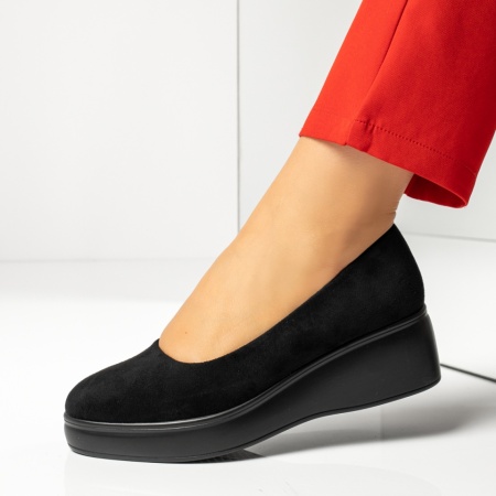 Pantofi dama casual cu platforma negru suede MOD01902