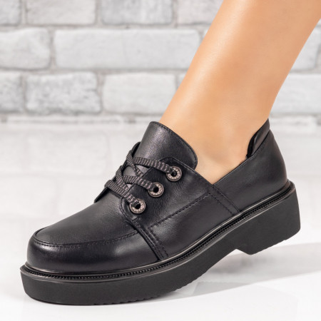Pantofi dama, Pantofi dama casual cu siret negri MOD01764, modlet.ro