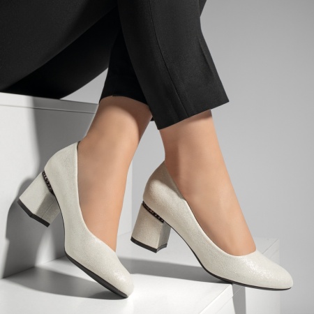 Pantofi dama cu toc gros argintii MOD05773, 4, modlet.ro